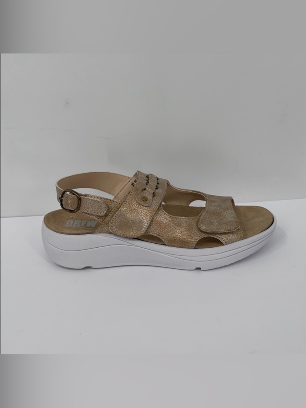 Drew Selina chunky sandal shoe comfort footbed tan gold strappy women new 8
